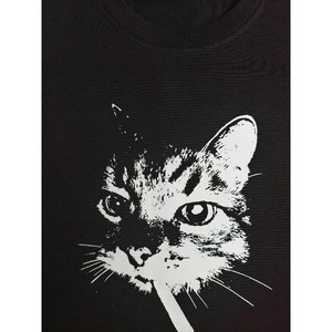 T-shirt noir à manches courtes pour homme avec imprimé cigarette, col rond sportif, coupe ajustée, en coton respirant - Product Image 6