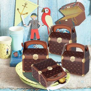 Lot de 10 boîtes à friandises et cadeaux, design coffre au trésor pirate, avec 2 types de poignées, pour fêtes sur le thème des pirates - Product Image 4