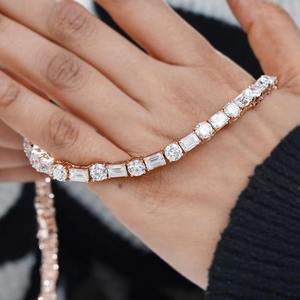 AMBER JEWELS T-458 18K Solid Gold Natural Stone Radiant Cut Tennis <b>Bracelet</b> Claw Setting Unisex Luxury Anniversary IGI Certified - Product Image 5