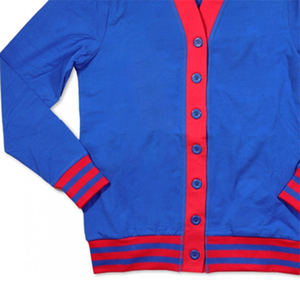 Women's Winter Custom ODM/OEM Wool/Cashmere Knit Thick Varsity Sorority Design <b>Cardigan</b> <b>Sweater</b> V-Neck Regular Sleeves Front - Product Image 6