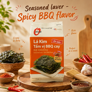 Alga marina tostada coreana picante con sabor a barbacoa, 5 g × 3 paquetes, venta al por mayor O'food |   Alga Marina Sazonada - Sabor Barbacoa Picante |   Comida Lista Para Consumir - Product Image 2