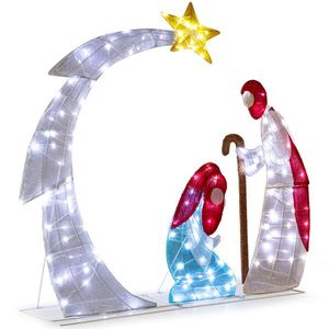 VINGLI 3.7FT Lighted 2D Outdoor Nativity Scene Christmas Decorations 170 White LED Lights Stakes Easy Assembly Required - Product Image 3