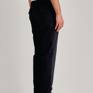 Men Navy Straight Fit Casual <b>Trousers</b> Mid <b>Waist</b> Button Fly Anti-Wrinkle Logo On Right Leg - Product Image 2
