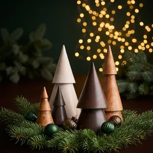 Modern Resin <b>Christmas</b> <b>Tree</b> Decor Set Miniature Pine Shape Tabletop Indoor Artificial Handmade Collection Waterproof - Product Image 5