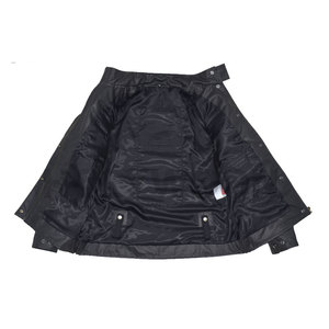 Motorcycle Inspired Leather Look Jacket with Stand Collar and Front Logo Lightweight Windproof <b>Covered</b> <b>Button</b> Closure for Men - Product Image 3