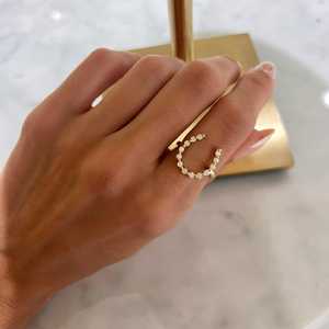 Lab Grown Diamond Statement <b>Rings</b> Open U Shape Horseshoe <b>Stacking</b> Band For Women Prong Set Wholesale 10K 14K 18K Solid Real Gold - Product Image 2