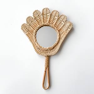 Superior quality rattan hand held <b>mirror</b> vintage style makeup handheld <b>mirror</b> girls essentials - Product Image 6