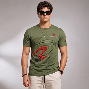 Camiseta de Hombre con Estampado Puff, Algodón Suave, Cuello Redondo Informal, Ligera, Transpirable, Diseño Gráfico Elegante, Ajuste Cómodo para el Día a Día - Product Image 1