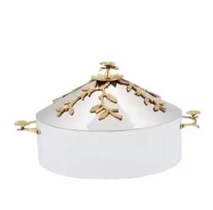 Cacerola de Lujo de Acero Inoxidable con Diseño de Cúpula Martillada y Base con Patrón Tejido, Olla para Servir Buffet, Vajilla para Hoteles y Restaurantes - Product Image 2