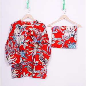 แฮนด์เมด โรแมนติก หรูหรา ฤดูใบไม้ผลิและฤดูร้อน ผ้าฝ้ายแท้ 100% แขนยาว คอวี ชุดนอนสตรี ชุดสูทสำหรับอยู่บ้าน - Product Image 2