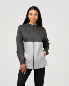 Veste à capuche pour femme, à blocs de couleur, manches longues, coupe-vent, en polyester tissé, pour l'automne - Product Image 4