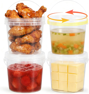 Contenedores de Plástico de Grado Alimenticio, Diseño Moderno, Tapas de Rosca, Asa, Reutilizables, para Almacenamiento de Snacks, Ensaladas, Salsas, Transparentes, Aptos para Congelador, Libres de BPA - Product Image 1