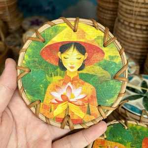 Posavasos Redondo Clásico de Ratán, Resistente al Calor, Ecológico, Aislante, Antideslizante, Decoración de Mesa, Tamaño Personalizado - Product Image 1