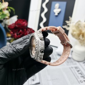 Montre analogique-numérique pour femmes, avec bracelet en caoutchouc, boîtier rond, fermoir à boucle, montre Hip Hop - Product Image 4