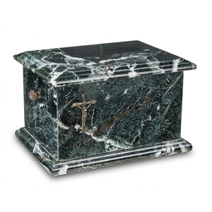 Urne funéraire en marbre bleu profond Boîte à cendres humaines pour adultes Style Conteneur en pierre polie Souvenir de qualité supérieure - Product Image 6