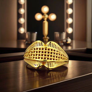 Anillo de Oro con Diseño de Malla Ancha |   Diseño Tejido Atrevido para Ocasiones Especiales |   Joyas de Oro de Estilo Pesado para Mujer - Product Image 1