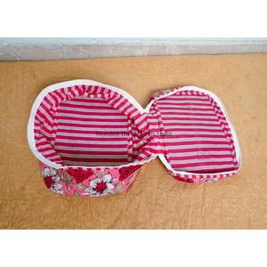 Elegant floral printed Cotton Luxe Vanity Set Soft Stylish 3-Piece Vanity Essentials Comfortable Beauty 3-Piece Cotton Case - Product Image 6