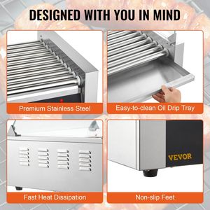 1650W fornello per Hot Dog commerciale doppio controllo Temp 30 capacità in acciaio inox griglia cappa in vetro copertura in acrilico panino - Product Image 6