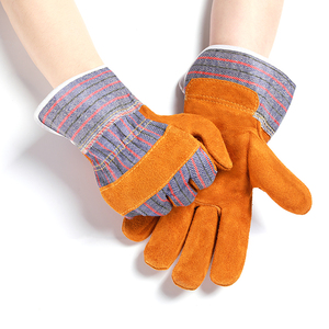 Leather Gloves Wrist Length Striped Cotton Lining Breathable Outdoor Safety Gloves Spring Autumn Daily Use - Product Image 1