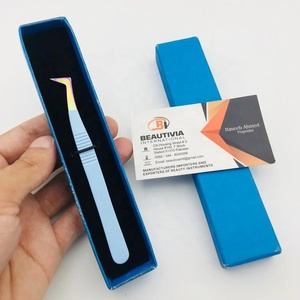 Pince à épiler volume russe en forme de L professionnelle avec logo personnalisé pince à épiler extension de cils en acier inoxydable LOGO personnalisé vente en gros - Product Image 3