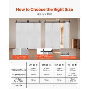 Kit Binario per Porta Scorrevole a Soffietto Bi-Folding 52'' Montaggio Superiore Resistente Facile da Installare Scorrimento Fluido e Silenzioso - Product Image 6
