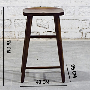 Solid Wood Modern Rustic Bar <b>Stool</b> with Curved <b>Seat</b> Backless Ottoman for Living Room Hotel Dining Room Milk Tea Shop - Product Image 4
