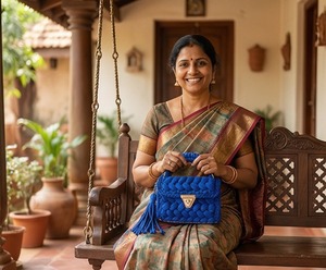 Blue <b>Braided</b> Handmade Purse Ethnic Stylish Pearl Two Straps Purse Boho Shoulder Bag Cotton <b>Cord</b> Weaving for Women's - Product Image 3