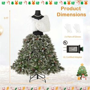 Albero di Natale Artificiale Personalizzabile in PVC Pre-Illuminato da 150 cm con Base Pieghevole e Bacche, 210 cm, Decorativo per Esterni - Product Image 4