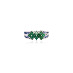 Hot Selling Natural Princess Cut <b>Emerald</b> & Blue Sapphire Statement <b>Ring</b> for Women Wholesale Fine Handmade Jewelry - Product Image 1