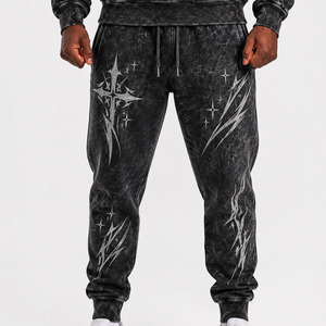 Custom LOGO Streetwear Jogging <b>Set</b> Zip up Acid Wash Tracksuit SweatSuit Hoodie and Straight Leg <b>Sweatpants</b> <b>Set</b> Men Hoodie - Product Image 5