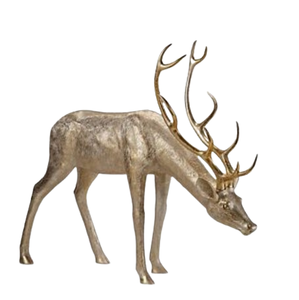 Statue de renne en aluminium de qualité supérieure avec sculpture décorative, finition antique, pour la décoration de Noël et les expositions de fin d'année - Product Image 6