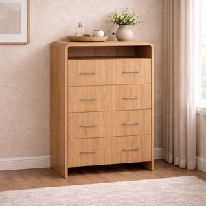 RIVEO RANGE, Mueble de Madera para Dormitorio, Cómoda Alta Contemporánea, Duradera y Sostenible, Éxito de Ventas - Product Image 1