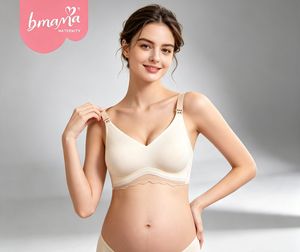 Sujetador de lactancia sin costuras con apertura frontal y encaje suave para mujeres lactantes - Product Image 1