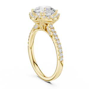 Anillo de compromiso con diamante cultivado en laboratorio de 2 quilates, corte brillante redondo, certificado por IGI, con engaste pavé, oro sólido de 14k, anillo de aniversario - Product Image 3