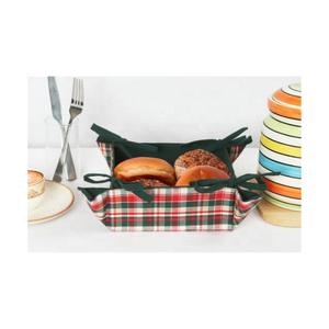 Rojo 100% algodón bordado lavable respetuoso con el medio ambiente organizador mantiene el pan fresco mesa de comedor cesta de pan al por mayor disponible - Product Image 3