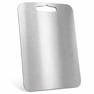 Planche à découper en acier inoxydable pour cuisine d'hôtel avec poignée 36 x 25 cm, finition argent brossé, pour les acheteurs en gros - Product Image 3