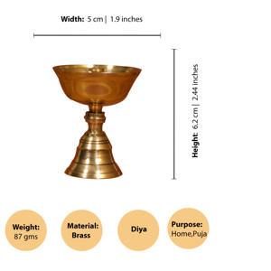 Soporte de Latón para Diya, Lámpara de Aceite Tradicional Hecha a Mano para Decoración de Templos y Hogares, Regalos - Product Image 2