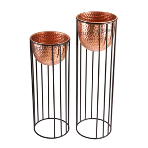 Hammered Wire Planter Iron Powder Coated Durable Multi-Purpose Modern Classic Outdoor & Indoor Floor Planter with Drainage - Product Image 1