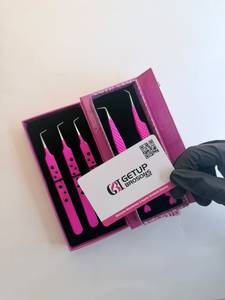แหนบดึงขนตาปลายแหลมสีชมพูร้อน 45/90 องศา ผลิตจากสแตนเลสเคลือบสีเงิน ป้องกันแม่เหล็ก ป้องกันไฟฟ้าสถิต ปลายเรียบ รูปหัวใจ - Product Image 3