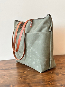 Bolso Tote de Lona y Cuero Estilo Vintage, Bolso de Hombro de Lona, para Viajes, Trabajo, Compras, Gran Capacidad, Bordado Abierto, LCTB-0074 - Product Image 2