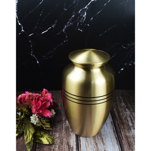 <b>Small</b> Cremation Urn Engraved Golden Bands Human Remain Ashes Cremation Memorial Urns Funeral Ashes Columbarium Urn by AYAANS - Product Image 6