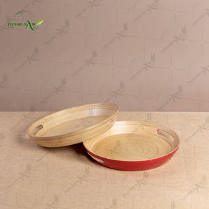 Plateau de service en bambou moderne, grand, durable, recyclable, facile à nettoyer, sans danger pour les aliments, pour la cuisine, le salon, la table basse, décoration - Product Image 6