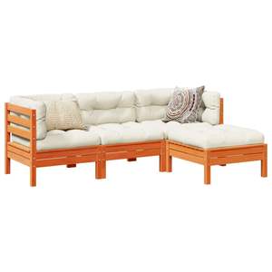 Set Divano da Giardino in Cera Marrone e Crema - Product Image 1