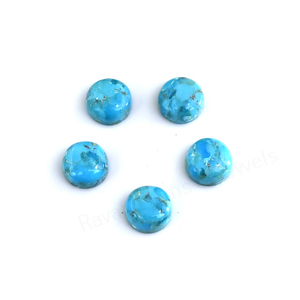 Cabochon de pierre précieuse turquoise d'Arizona de 12 mm, forme ronde, dos plat, poli miroir, lisse, pour la fabrication de bijoux et pendentifs - Meilleures ventes - Product Image 2