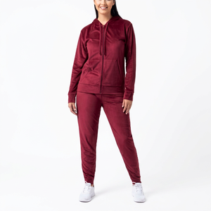 Ensemble de survêtement pour femme, couleur unie, marron, avec capuche et fermeture éclair intégrale, pantalon de jogging décontracté, respirant, en polyester, pour l'automne - Product Image 6