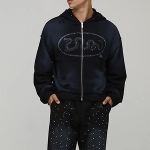 Rainbow <b>Spray</b> Customized Design Men Streetwear Factory Men's Punk Street <b>Style</b> Graphic Print Rhinestone Embellished Ninja Hoodie - Product Image 3