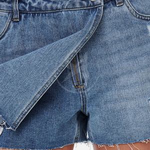 กางเกงยีนส์ขาสั้นเอวสูงทรงตรงสำหรับผู้หญิง สไตล์ลำลองใส่สบายสำหรับฤดูร้อน กางเกงยีนส์ขาสั้นทรงหลวมแฟชั่นสตรีทแวร์ - Product Image 6