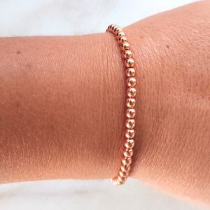 Bracelet en cuivre pur fait à la main, perles rondes élastiques, artisanat en métal et cuivre, bijoux minimalistes pour femmes - Product Image 1