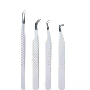 Pince à épiler à pointe en fibre à 90 degrés pour extensions de cils, couleur rose, pour extensions de cils volume, marque privée - Product Image 3