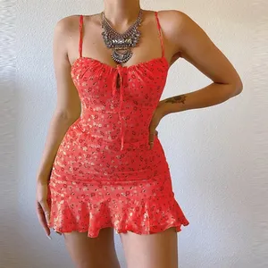 Vestido Camisero Casual Sexy para Mujer, Estampado Floral Pequeño, Cómodo para el Verano - Product Image 1